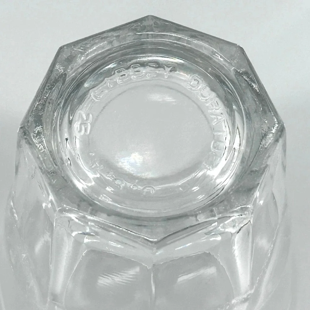 Libbey Duratuff Gibraltar Clear Paneled Juice Glasses Set of 8 Hexagon Base 4oz